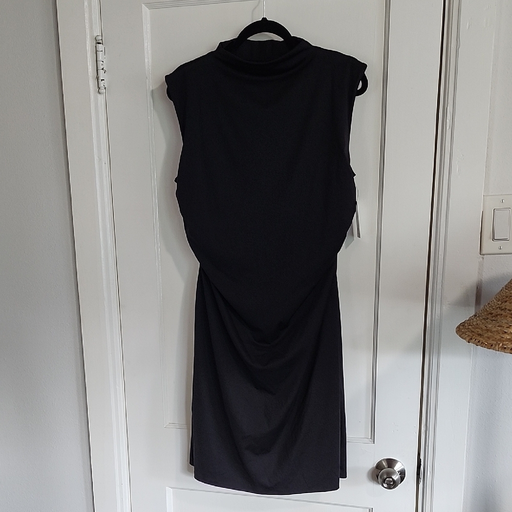 Nine West Black Sleeveless Mock Neck Midi Dress